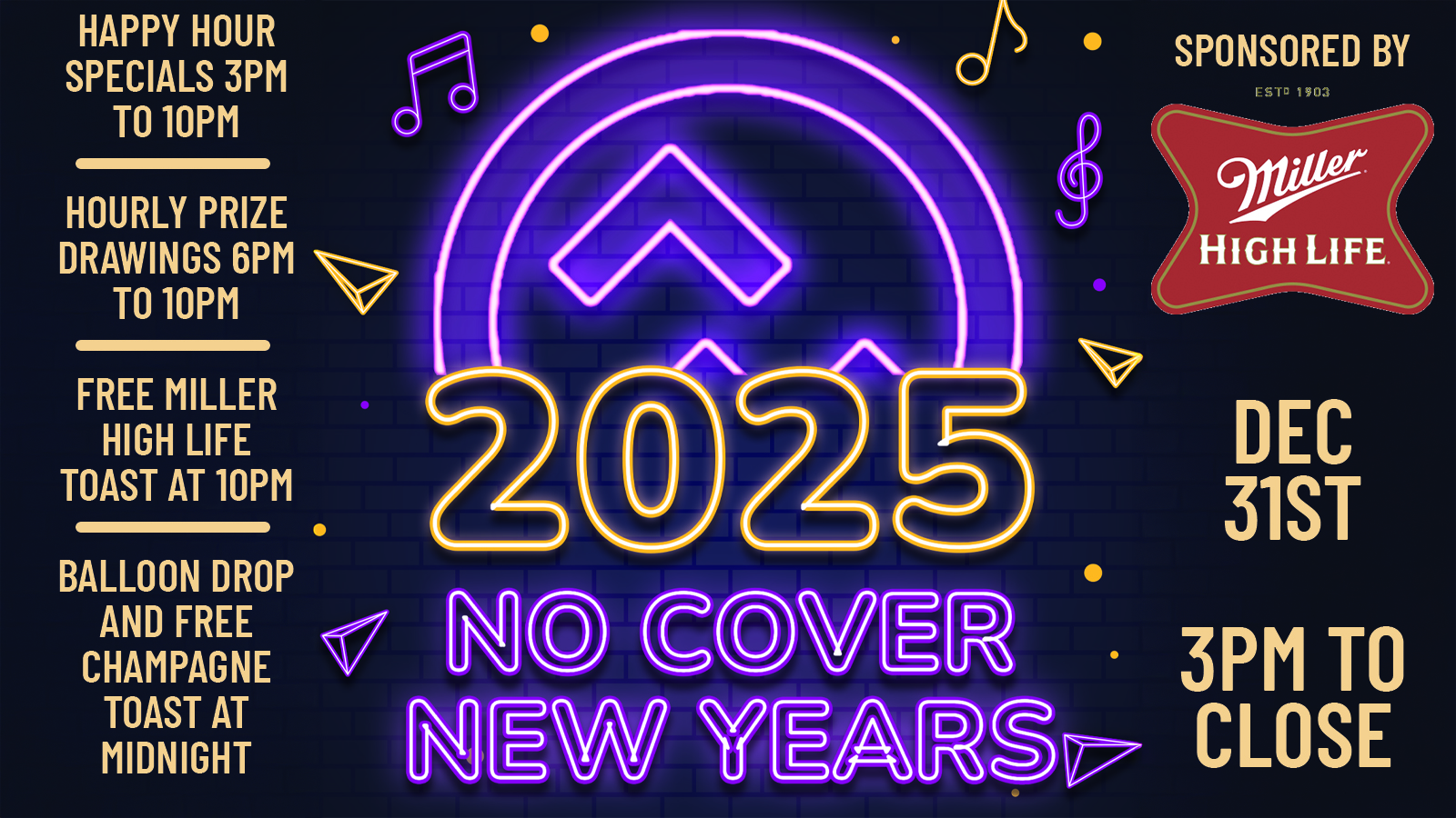 No Cover New Year’s Eve Party