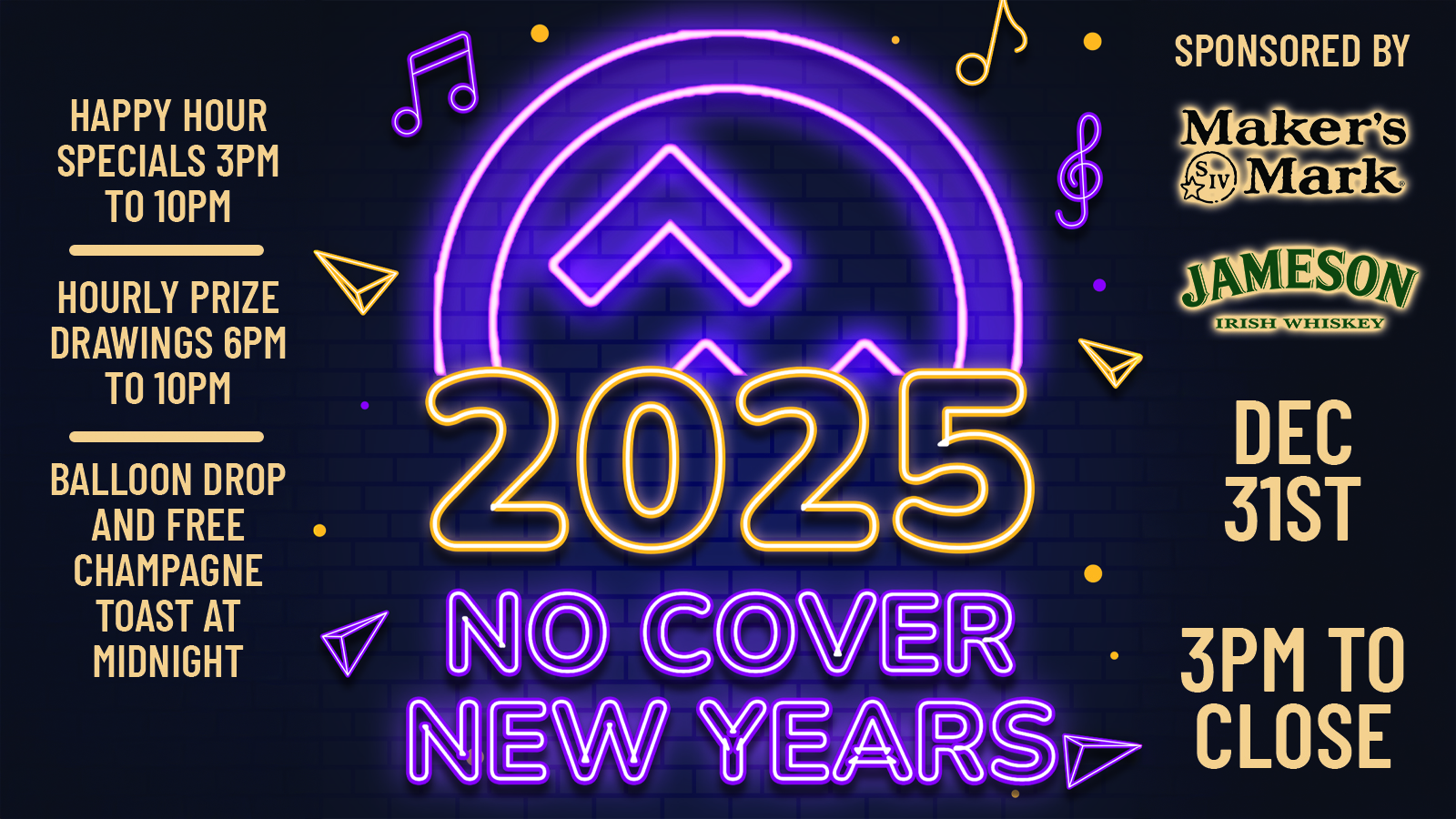 No Cover New Year’s Eve Party